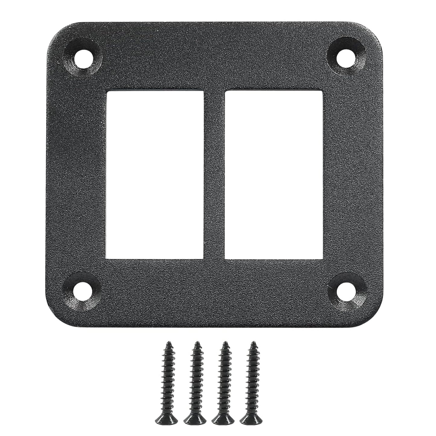 2 Gang Rocker Switch Panel Housing Holder, Rocker Toggle Switch Aluminum Housing Bracket with Screw, Black Waterproof Anodized Aluminium Panel for Car Boat Trailer RV SUV ATV UTV