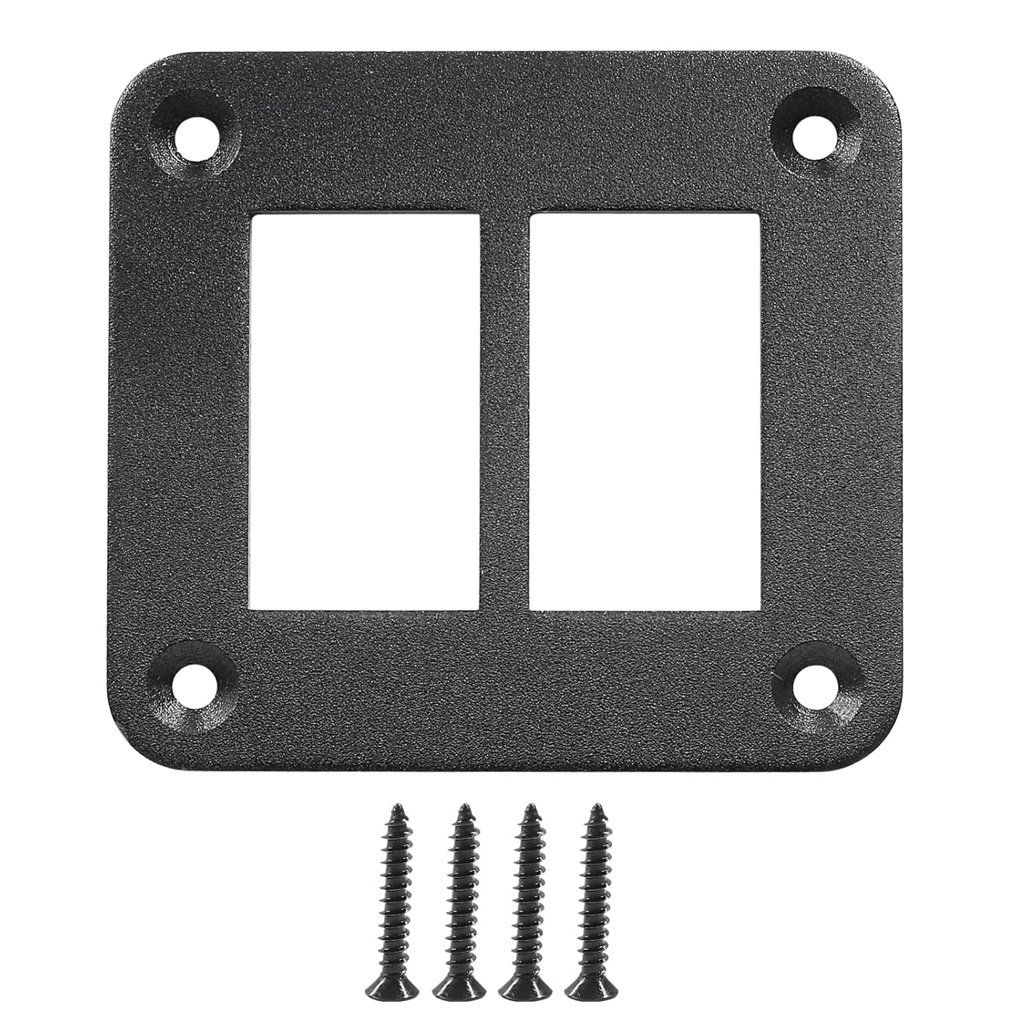 2 Gang Rocker Switch Panel Housing Holder, Rocker Toggle Switch Aluminum Housing Bracket with Screw, Black Waterproof Anodized Aluminium Panel for Car Boat Trailer RV SUV ATV UTV