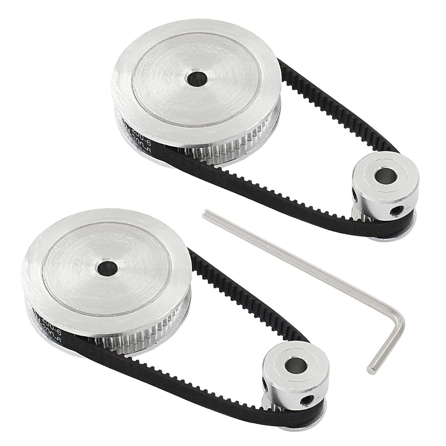2Pcs Set GT2 Synchronous Wheel 20&60 Teeth 5mm Bore Aluminum Timing Pulley with 2Pcs Length 200mm Width 6mm Belt