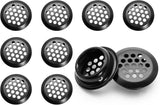10pcs Black Circular Soffit Air Vents, 3/4" / 19mm Round Mesh Hole Stainless Steel Louver Vent for Wardrobe Shoe Cabinet