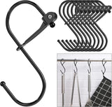 S Hooks, 8pcs 3.5 Inches Metal Safety Buckle S Shaped Hooks for Kitchen, Bathroom, Closet(Black)