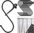S Hooks, 8pcs 3.5 Inches Metal Safety Buckle S Shaped Hooks for Kitchen, Bathroom, Closet(Black)