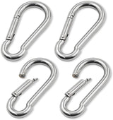 4Pack 2.75 inch Flag Pole Snap Clip Hooks Flagpole Attachment Spring Snap Hook Stainless Steel Carabiner Clips Heavy Duty Quick Link Carabiners for Indoor & Outdoor, Silver