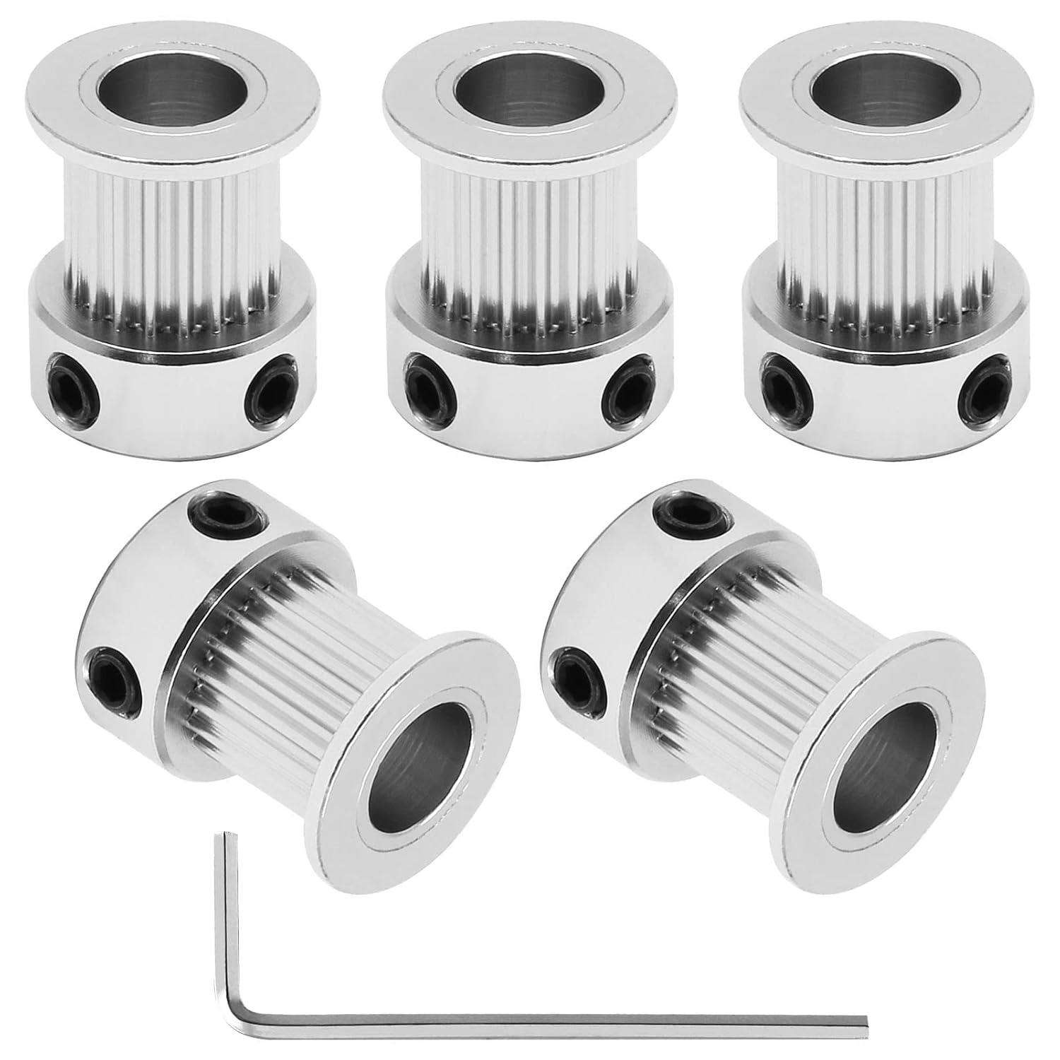 5pcs GT2 Pulley 20 Teeth 8mm Bore Fit 10mm Belt Width, Aluminum Timing Pulley Wheel Synchronous Wheels Gear Part for 3D Printer