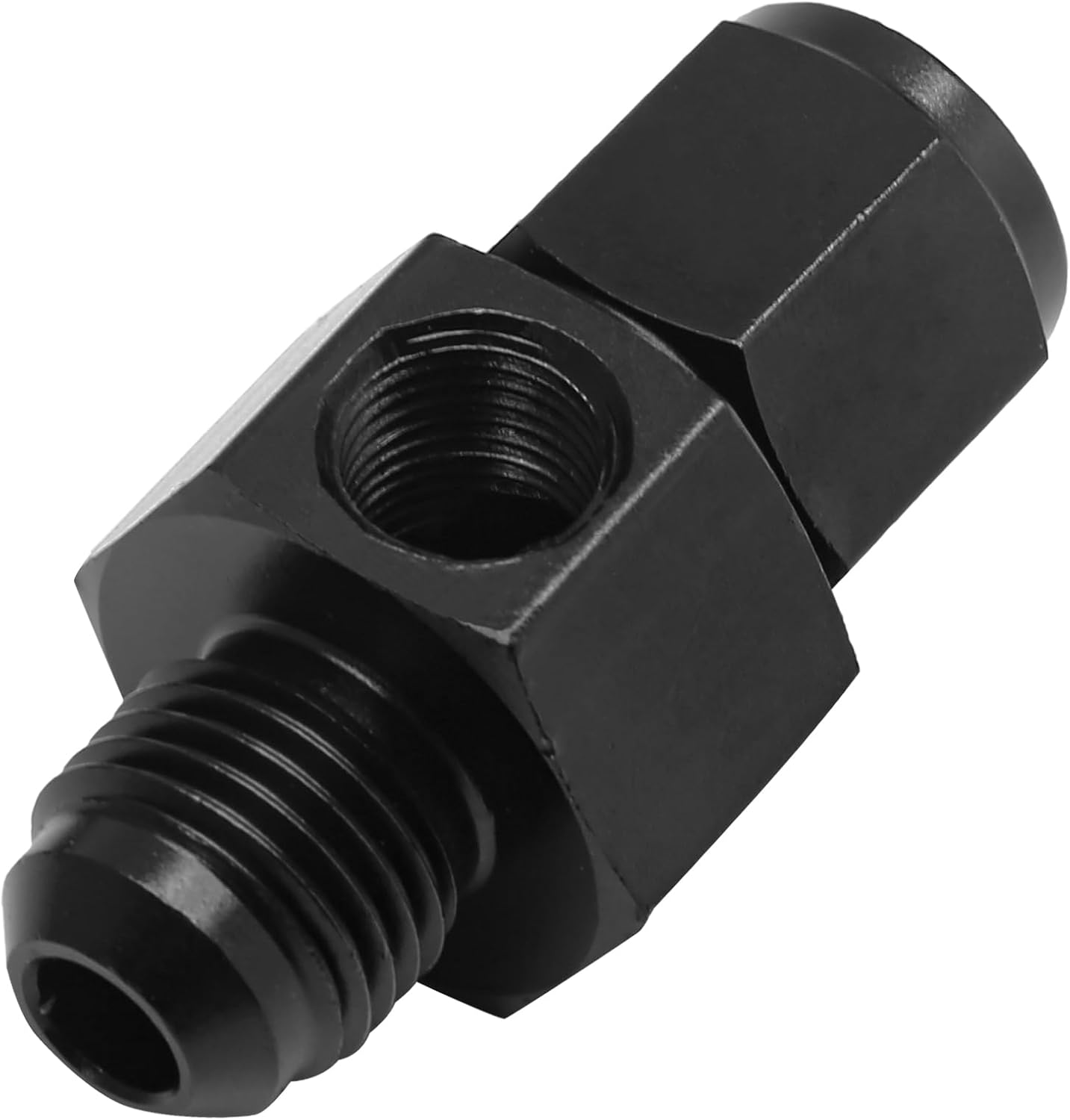 6AN Fuel Pressure Gauge Take Off Fitting Adapter, 6AN Male Flare to Female Swivel with 1/8 NPT Gauge Port Hose Adapter, Aluminum