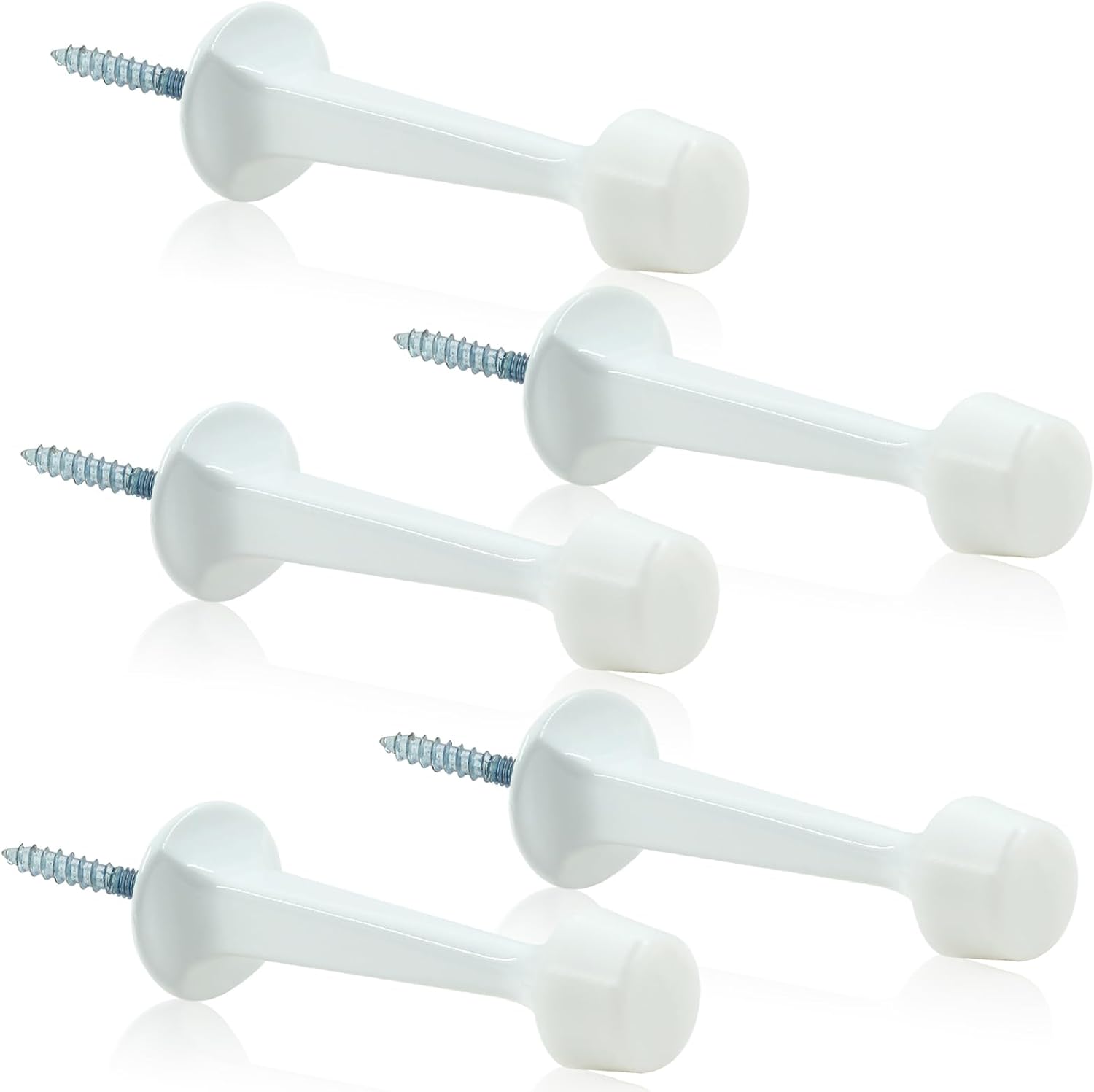 5 Pack Solid Rigid Door Stops Heavy Duty Door Stops 3" Door Stoppers with Rubber Tip for Wall & Door Protection, White