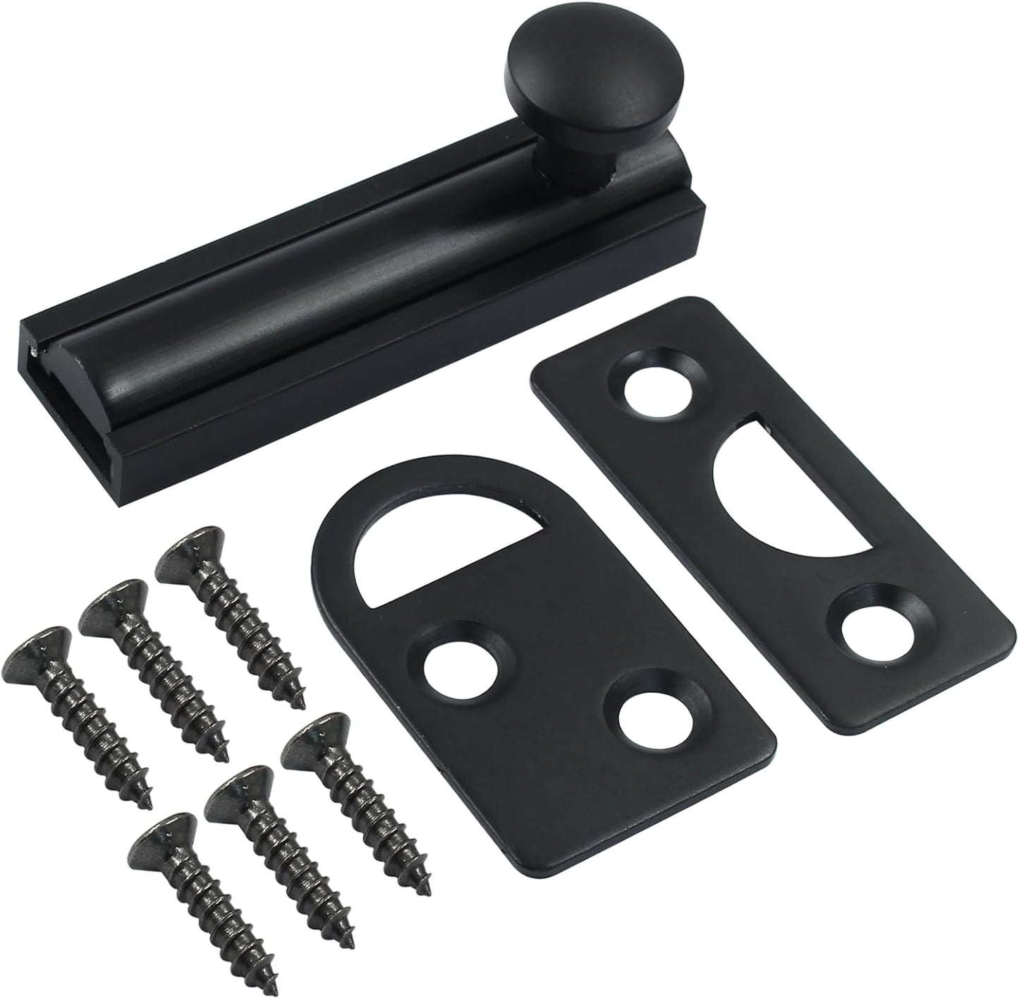 Sliding Deadbolt, Heavy Duty Solid Brass Surface Bolt, Door Slide Lock Anti Theft Security Door Latch Lock with Screws(Black,2 Inch)