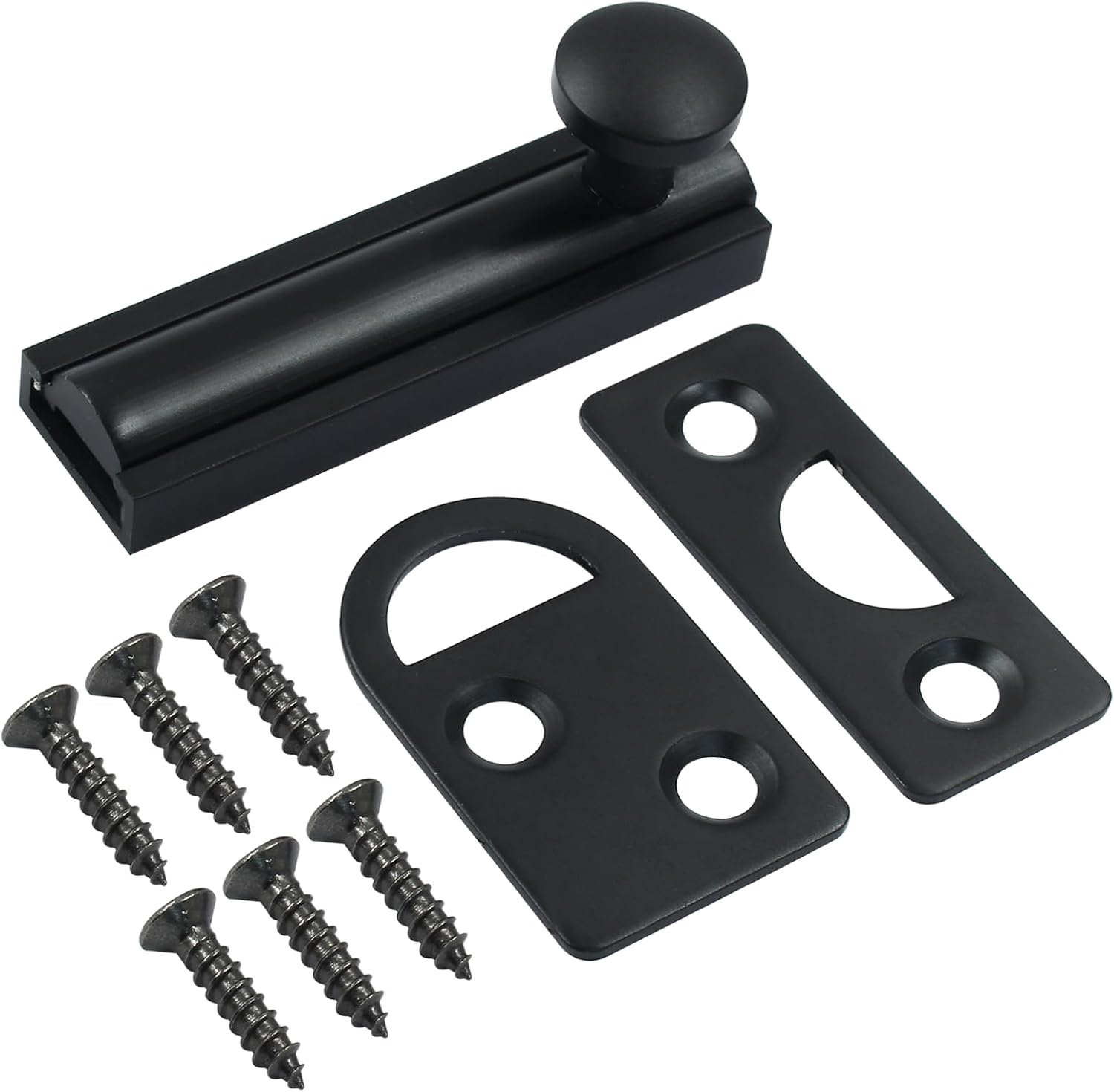 Sliding Deadbolt, Heavy Duty Solid Brass Surface Bolt, Door Slide Lock Anti Theft Security Door Latch Lock with Screws(Black,2 Inch)