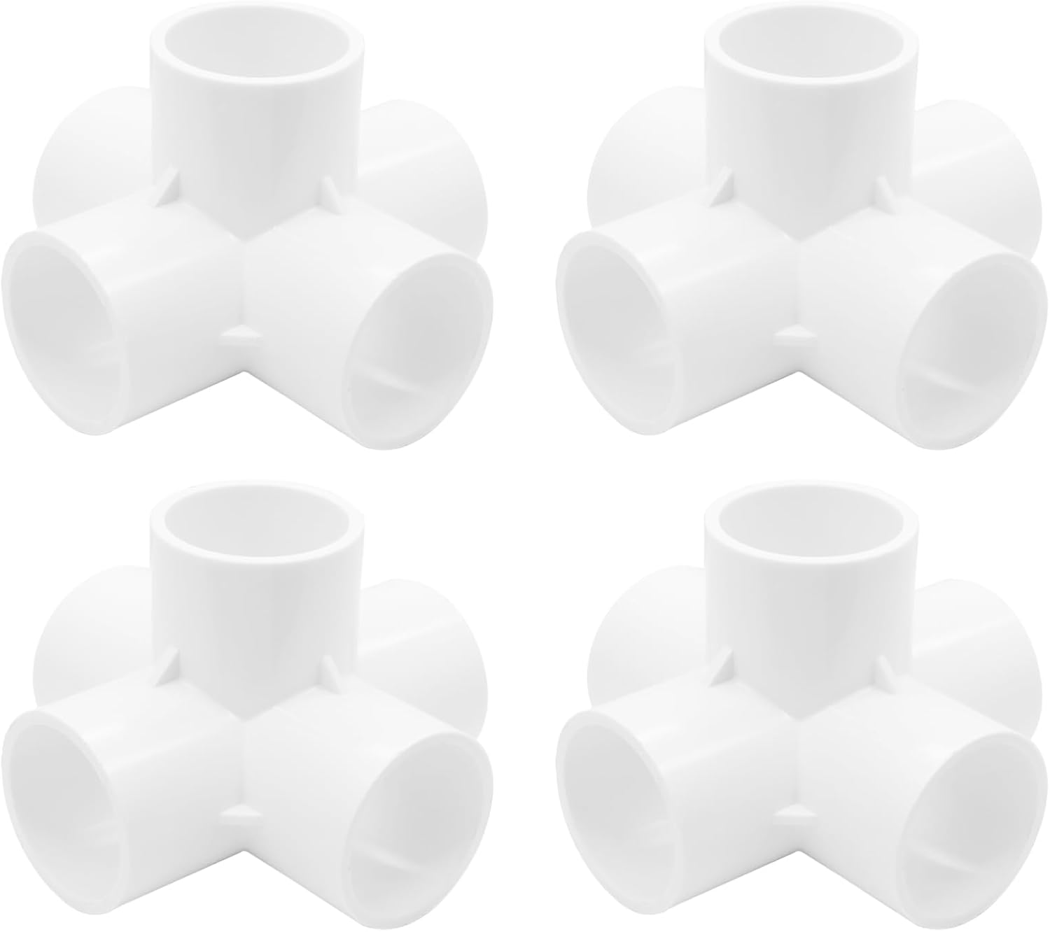4Pcs 3/4 Inch PVC Fittings, 5 Way PVC Pipe Fittings Elbow Fittings, SCH40 Furniture Grade Corner Fitting Connector, Fits 3/4" PVC Pipes