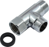 G1/2" 3 Way Diverter Valve, Solid Brass Tee Adapter Connection for Bath Shower Arm, Bidet Sprayer Faucet (Silver)