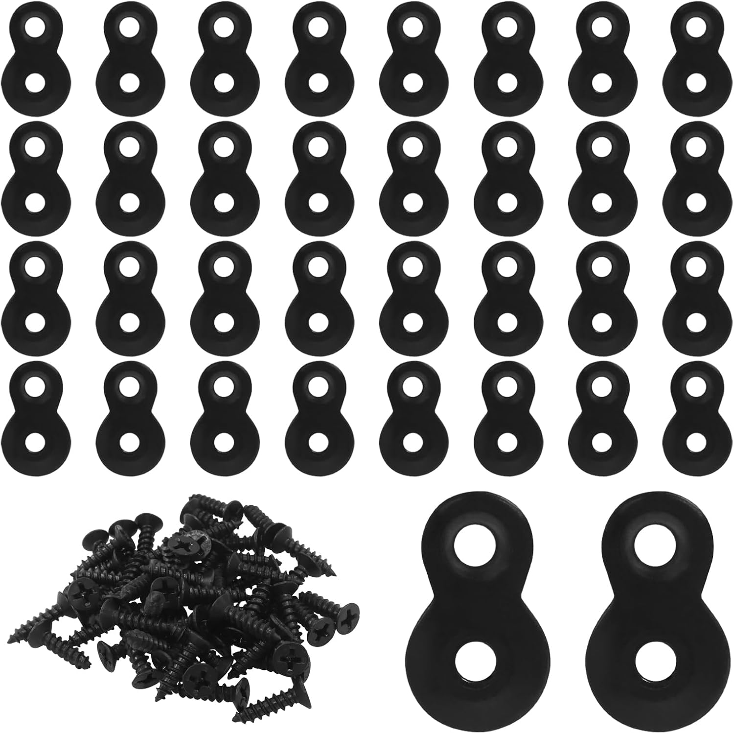 30 Pack Heavy Duty Figure 8 Fastener Clips, Solid Steel Fasteners Screws Heavy Duty Clips, Durable Table Top Connector for Desk Assembly/DIY Enthusiasts/Home(Black)