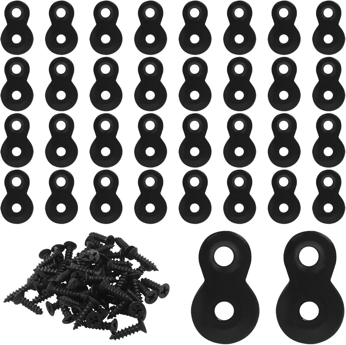 30 Pack Heavy Duty Figure 8 Fastener Clips, Solid Steel Fasteners Screws Heavy Duty Clips, Durable Table Top Connector for Desk Assembly/DIY Enthusiasts/Home(Black)