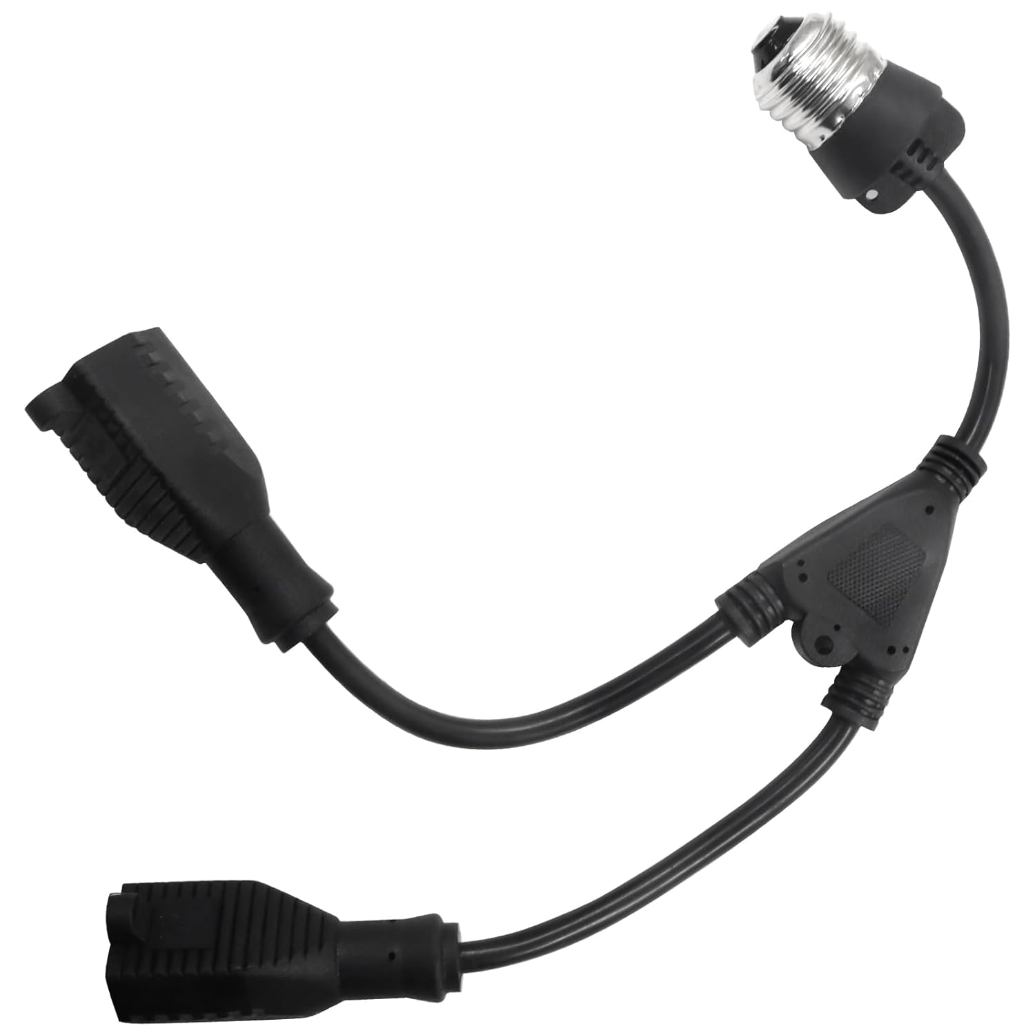 2 in 1 Light Socket Adapter, Convert E26/E27 Bulb Socket to 2 Pieces 3 Prong Outlet for Porch Patio Garage Use(Black, 1 Pack)