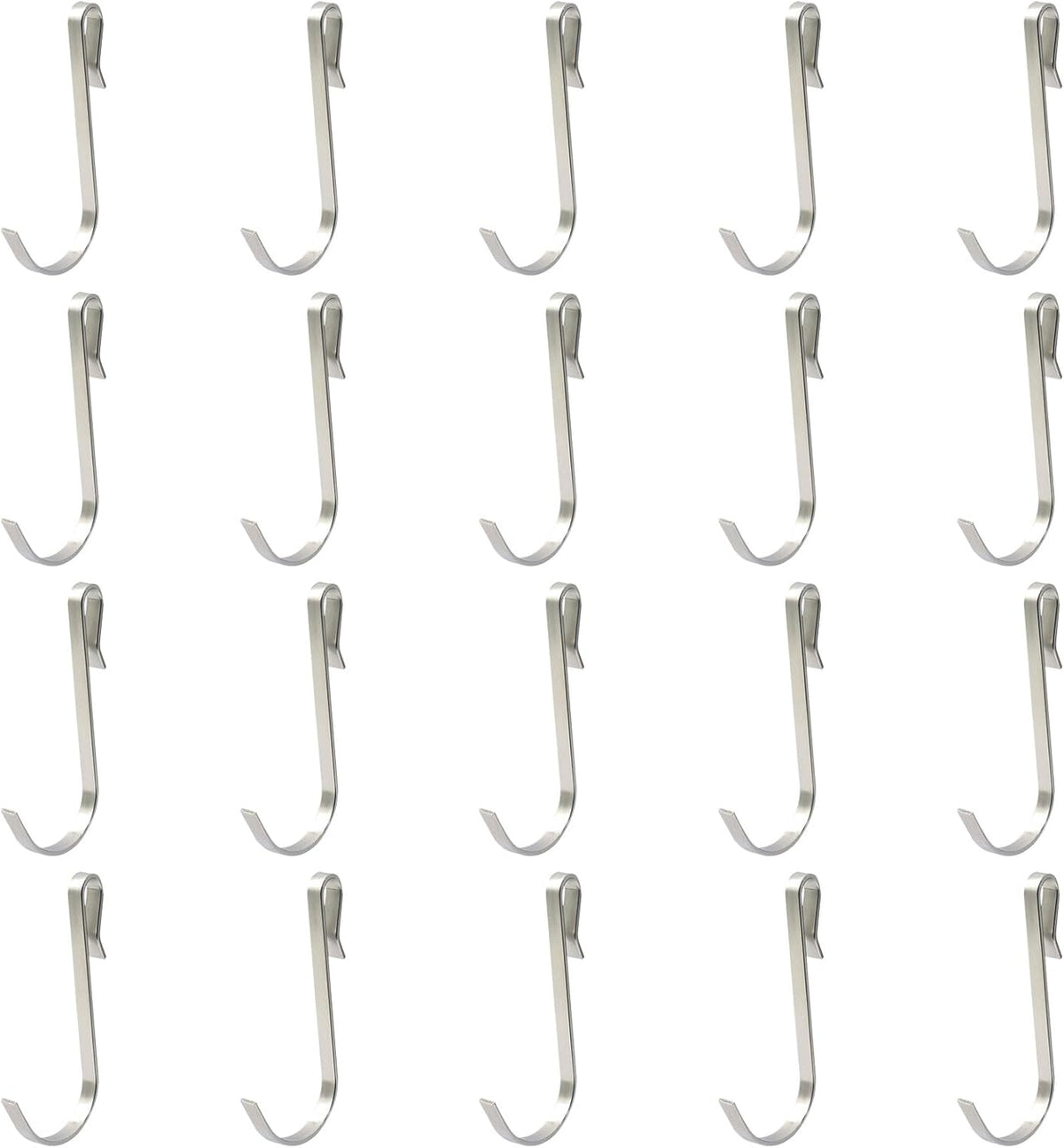 20 Pack J Shaped Clip-on Hook, Stainless Steel Wire Rack Clip-on Hanger, Hanging Sink Grid Shelf for Kitchen/Bedroom/Office (Silver)