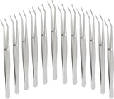 12 Pcs Stainless Steel Tweezers, 6" Sewing Tweezers with Curved Serrated Tip for Crafting, Multipurpose Curved Tip Forceps for Jewelry Making, Eyelash Extension, Precision Grip (Silver)