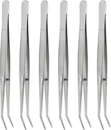 6 Pcs Stainless Steel Tweezers, 6" Sewing Tweezers with Curved Serrated Tip for Crafting, Multipurpose Curved Tip Forceps for Jewelry Making, Eyelash Extension, Precision Grip (Silver)