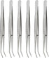 6 Pcs Stainless Steel Tweezers, 6" Sewing Tweezers with Curved Serrated Tip for Crafting, Multipurpose Curved Tip Forceps for Jewelry Making, Eyelash Extension, Precision Grip (Silver)