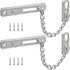 Heavy Duty Door Chain Lock with Mounting Screws, Stainless Steel Door Chain Guard for Front Doors, Pet Safe (Silver, 2 Pack)