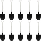 50 Pack Plastic Mini Shovel Shape Spoons for Desserts, Disposable Dessert Ice Cream Spoons, Fun Utensils for Family/Party(Black+White)