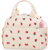 Lunch Box for Women, Cute Strawberry Corduroy Insulated Lunch Bag Women Reusable Work Leakproof Simple Adults Large Lunch Boxes Tote Bag Men Cooler Bag