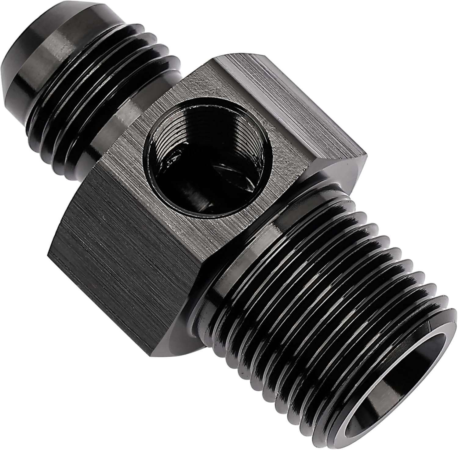 6AN to 3/8 NPT with 1/8" NPT gauge port Fuel Pressure Take off Fitting Adapter Aluminum