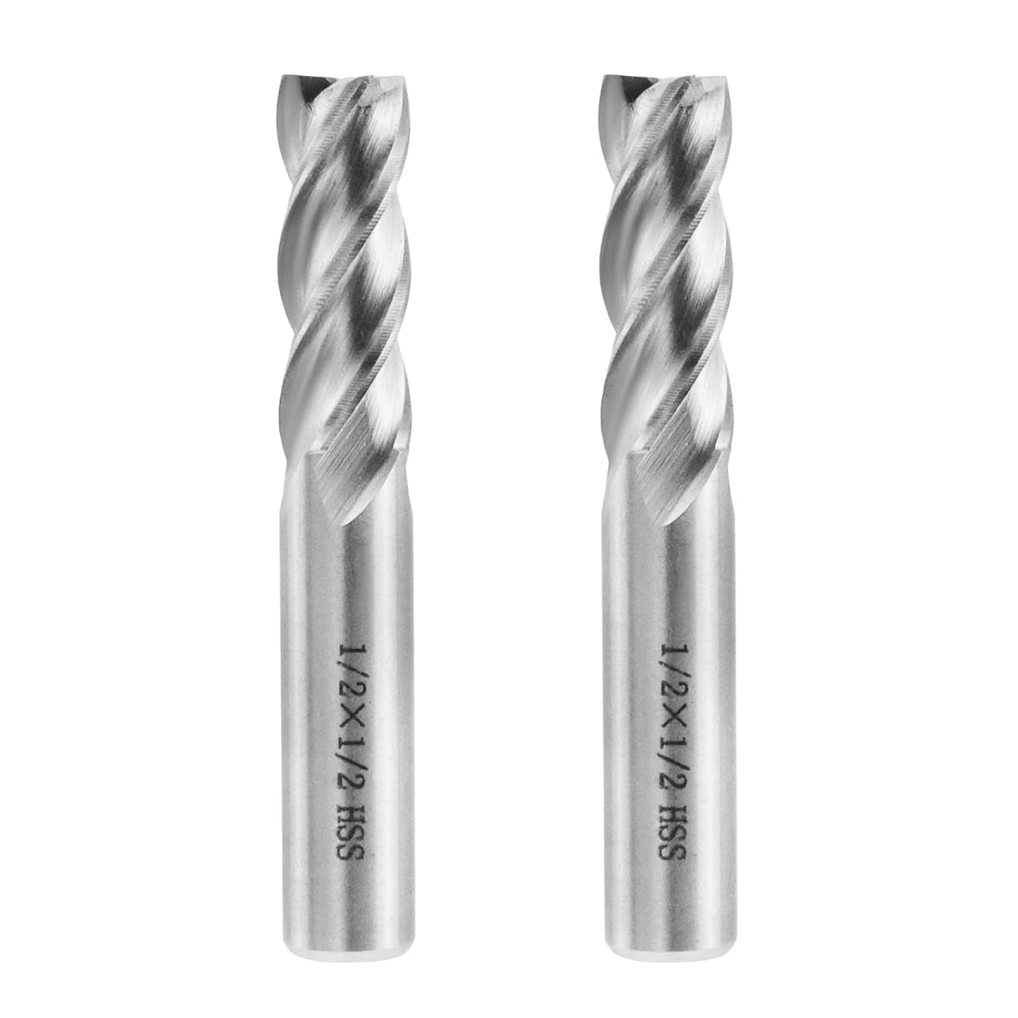 Square End Mill 1/2" Cutting Dia x 1/2" Shank Dia 4 Flute Straight End Mill Cutter - 2pcs