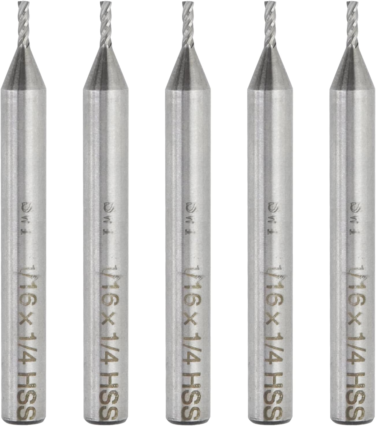 End Mill Cutter 1/16" Cutting Dia 1/4" Shank Dia 4 Flutes End Mill Drill Bit - 5pcs