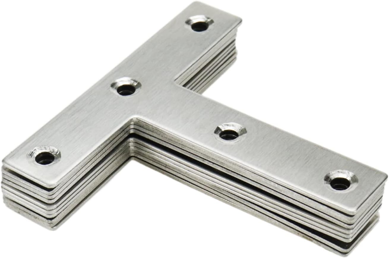 T Brackets Mending Plate 3.14" x 3.14" Stainless Steel Flat Repair Plate - 10pcs