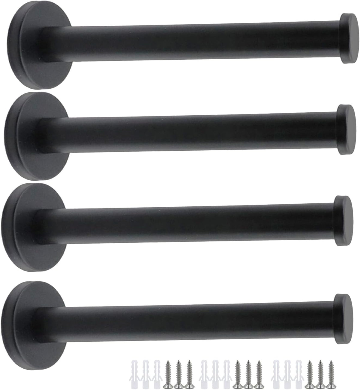 Wall Hooks Heavy Duty Coat Hooks Stainless Steel Clothes Hanger for Hanging Bathroom Towels Handbag Black 6-inch Length with 16mm Shank Dia - Pack of 4