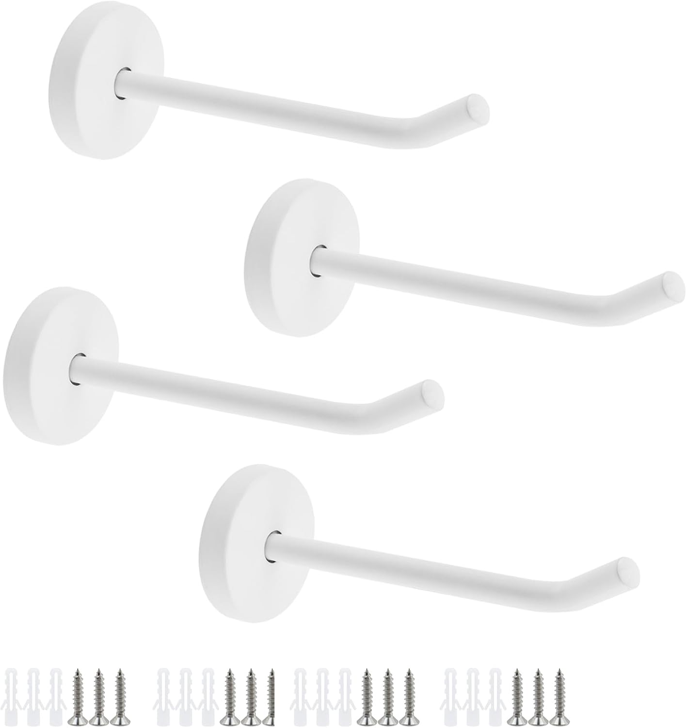 Coat Hook Towel Hooks Stainless Steel Heavy Duty Wall Hooks for Hanging Clothes Wall Mount Towel Holder for Bedroom Kitchen Closet 4" Length White Brushed Surface -Pack of 4