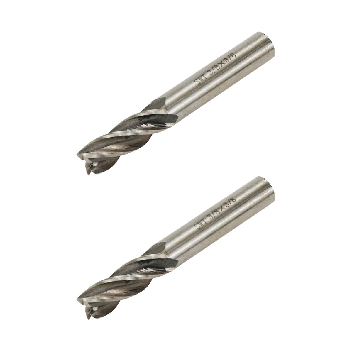Square End Mill 3/8" Cutting Dia x 3/8" Shank Dia 4 Flute Straight End Mill Cutter - 2pcs