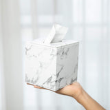 Tissue Box Cover,Tissue Box Square,Marble Stripes Tissue Box Cover,Tissue Box Holder for Bathroom Accessories,PU Leather Tissue Holder,Marble Stripes