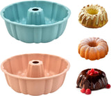 2 Pack Silicone Cake Pan Nonstick,10 Inch, Silicone Cake Molds,Pound Cake Pan, Baking Cake Pan for Jello,Gelatin,Cake,Brownie and Bread（Pink+Blue）