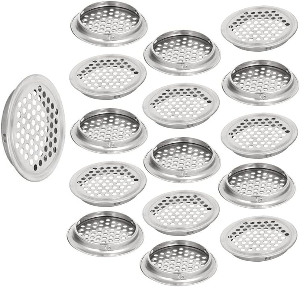 20pcs Soffit Vents 2.08" Mounting Dia Stainless Steel Round Air Vent Louver for Cabinet Bathroom Office Kitchen Ventilation