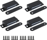 Magnetic Cabinet Door Catch 55 lbs Stainless Steel Magnets Closet Catches for Kitchen Bathroom Cupboard Wardrobe Drawer Latch 2.8" Length, Black -4pcs