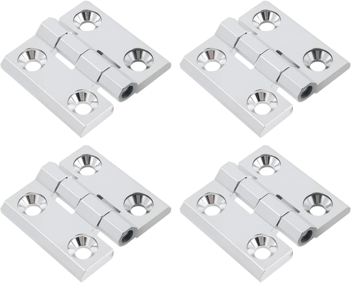 Butt Hinge Zinc Alloy Door Hinge Polished Chrom Silver Boat Hatch Hinges Heavy Duty Residential Bed Room Hinge for Doors Hardware 1.96" x 1.96" -4pcs