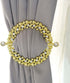 Efavormart 2 Pack | 7" Gold Barrette Style Acrylic Crystal Curtain Tie Backs, Round Backdrop Drapery Brooch Holdbacks