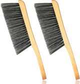 2 Pieces Wooden Bench Brushes Fireplace Brush Natural Fiber Bench Soft Bristles Long Wood Handle Dust for Hearth Tidy Car Home Workshop Woodworking(Gray)
