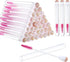 80 Pieces Disposable Mascara Brushes Tubes Set, 40 Pieces Empty Mascara Wand Tube with 40 Pieces Eyelash Brush Makeup Tool for Eyelash Extension(Pink Gold Sequins Style)
