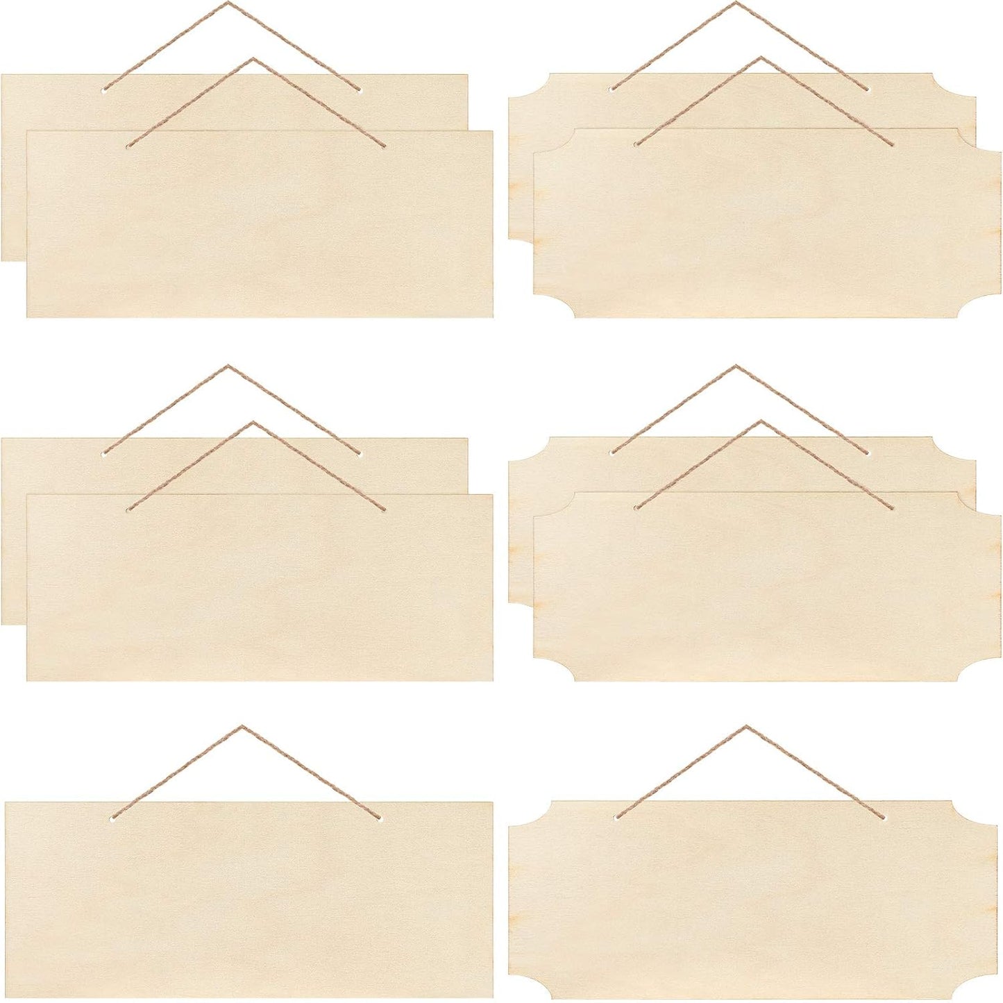 10 Pcs Unfinished Hanging Wood Sign Easter 9.8 x 3.9 Inch Rectangle Blank Wooden Plaque Blank Hanging Wooden Slices Banners with Ropes for Spring Painting Writing DIY Crafts