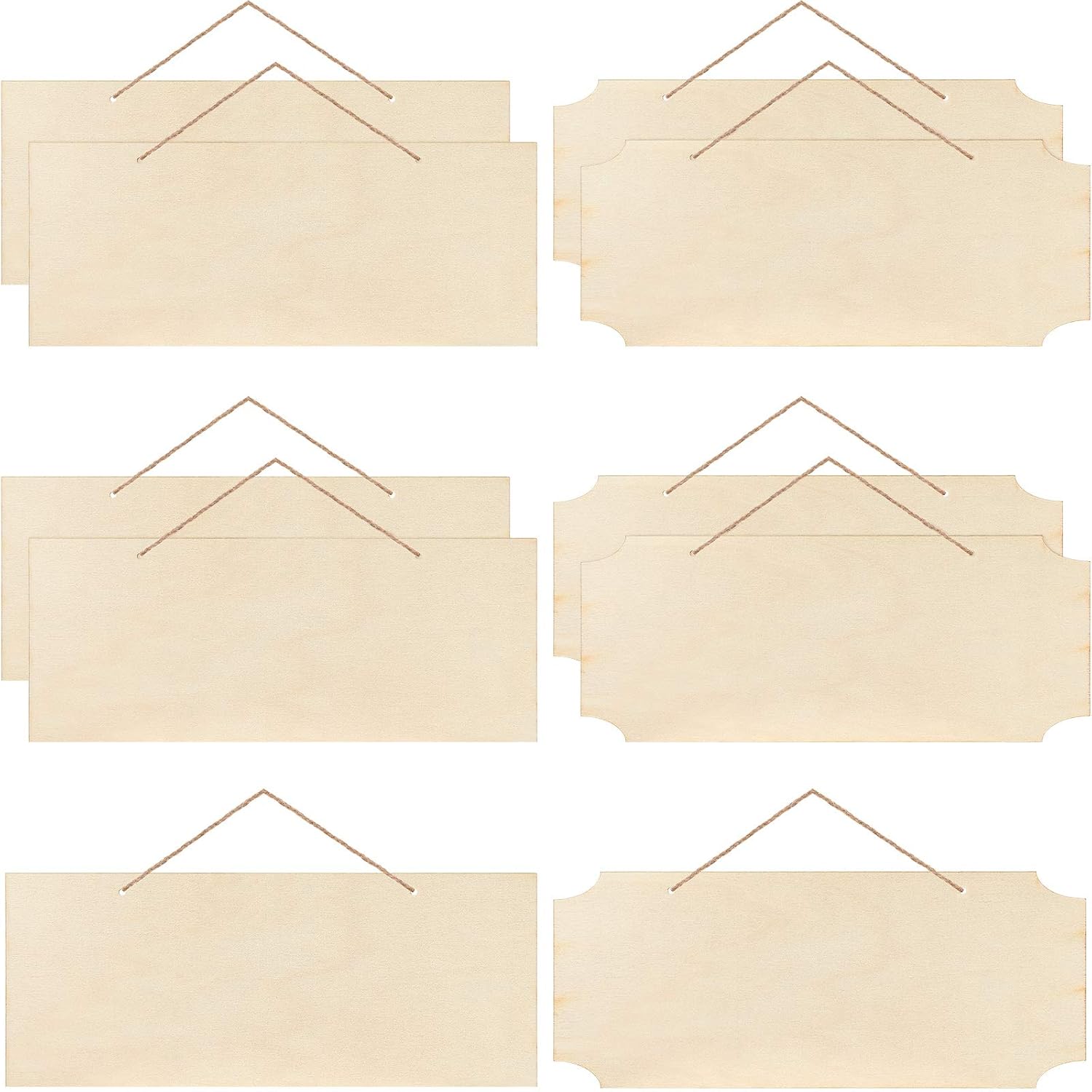10 Pcs Unfinished Hanging Wood Sign Easter 9.8 x 3.9 Inch Rectangle Blank Wooden Plaque Blank Hanging Wooden Slices Banners with Ropes for Spring Painting Writing DIY Crafts
