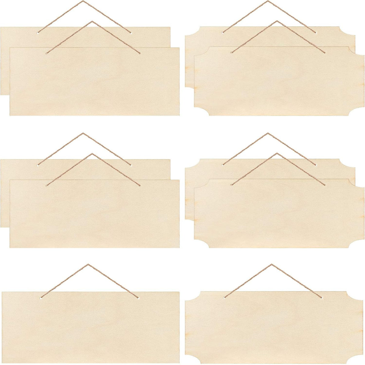 10 Pcs Unfinished Hanging Wood Sign Easter 9.8 x 3.9 Inch Rectangle Blank Wooden Plaque Blank Hanging Wooden Slices Banners with Ropes for Spring Painting Writing DIY Crafts