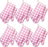 6 Pairs Pink Checkered Oven Mitts Heat Resistant, Vintage Retro Checkerboard Cute Oven Mitts, Extra Thicken Kitchen Gloves, 6&