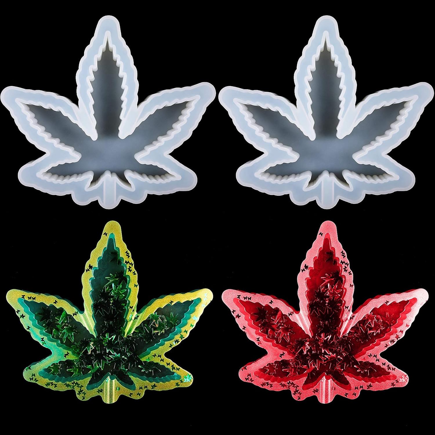 2 Pieces Maple Leaf Silicone Resin Mold, Large Leaf Tray Casting Mold for DIY Coasters, Soap Dish, Home Decoration, Thanksgiving Fall Decoration