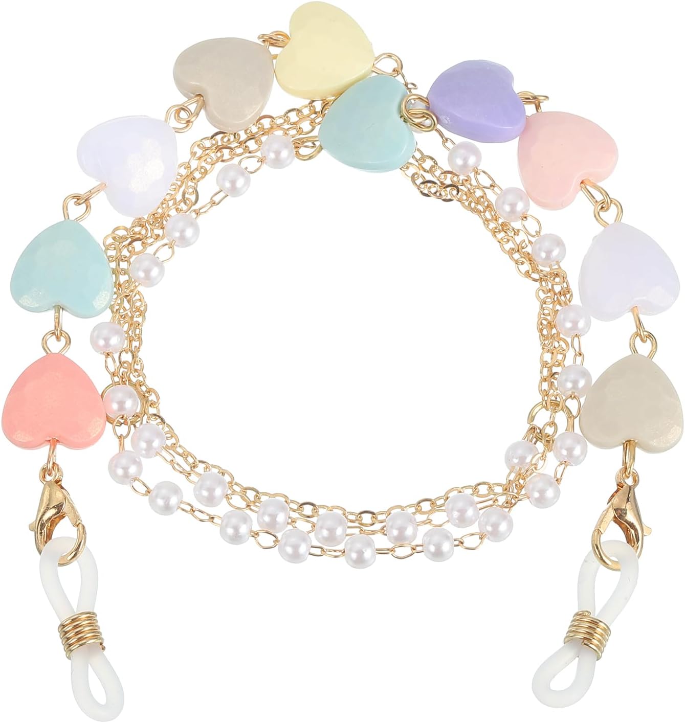 Beads Eyeglass Chain, Pearl Glasses Strap Eyewear Retainer Chain Around Neck Sunglass Holder for Girls Women