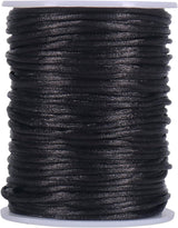 Nylon Satin Cord, 295 Feet 2mm Black Silky Rattail Cord Necklace String for Jewelry Making, Bracelets, Necklaces, Lanyards, Keychains, Beading