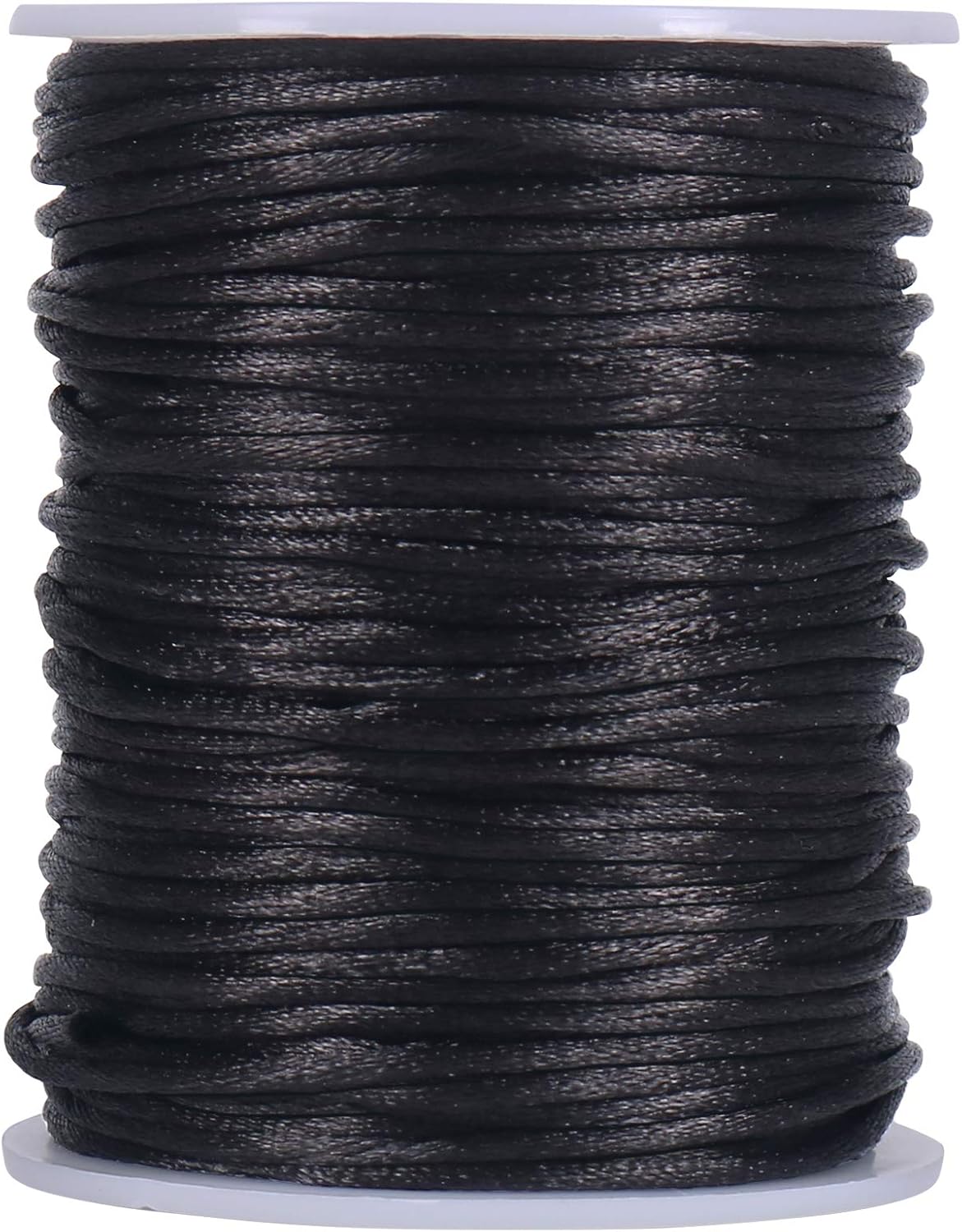 Nylon Satin Cord, 295 Feet 2mm Black Silky Rattail Cord Necklace String for Jewelry Making, Bracelets, Necklaces, Lanyards, Keychains, Beading