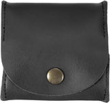 Rustic Leather Coin Purse, Small Leather Pouch Unisex Small Pocket Pouch with Snap Closure Change Holder for Coins Jewelry Earphones Storage, Black