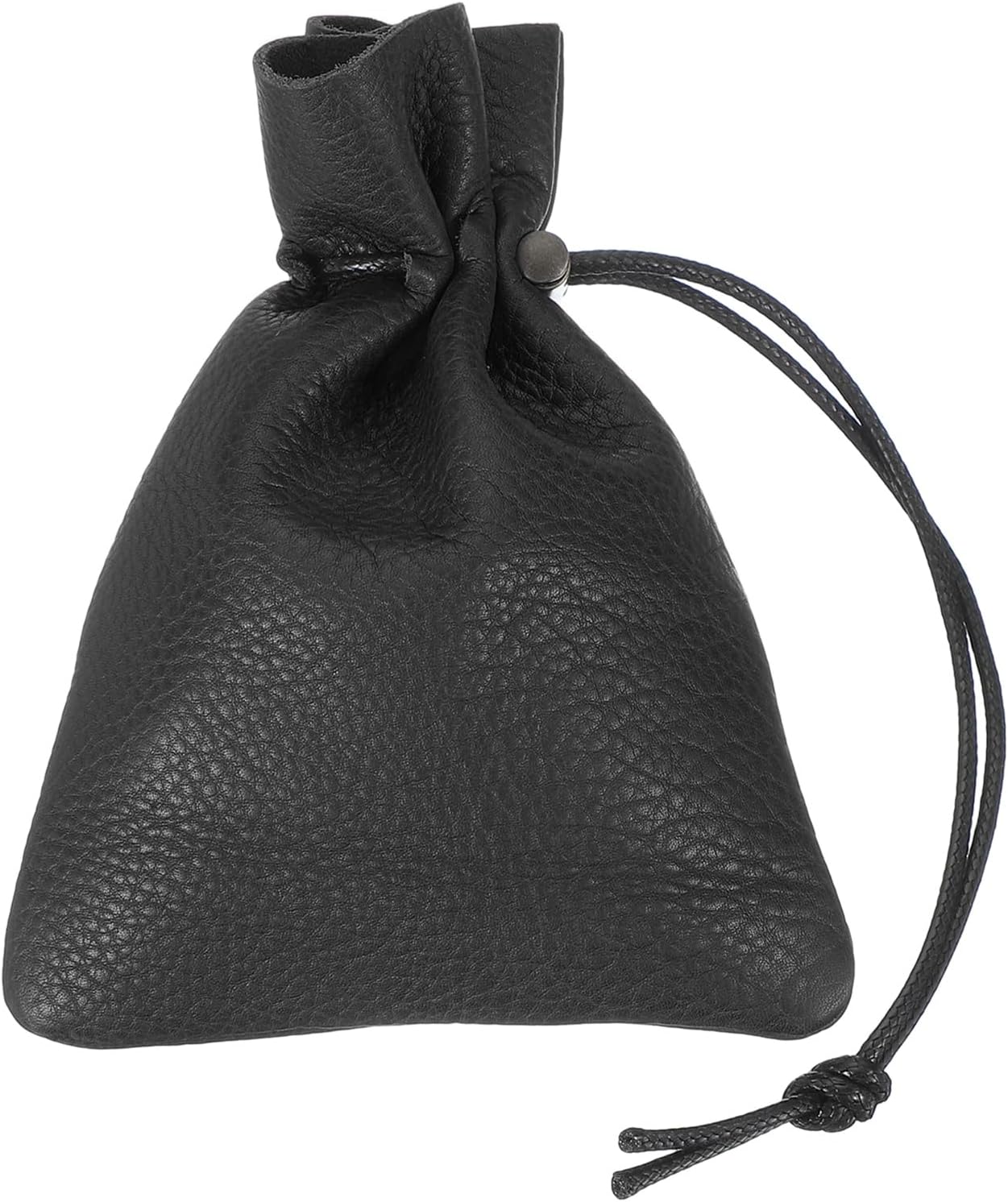1 Pcs Drawstring Bag, Leather Coin Purse, Change Purse for Women, Men's Leather Bag, for Jewelry, Keys, Coin Storage(Black)
