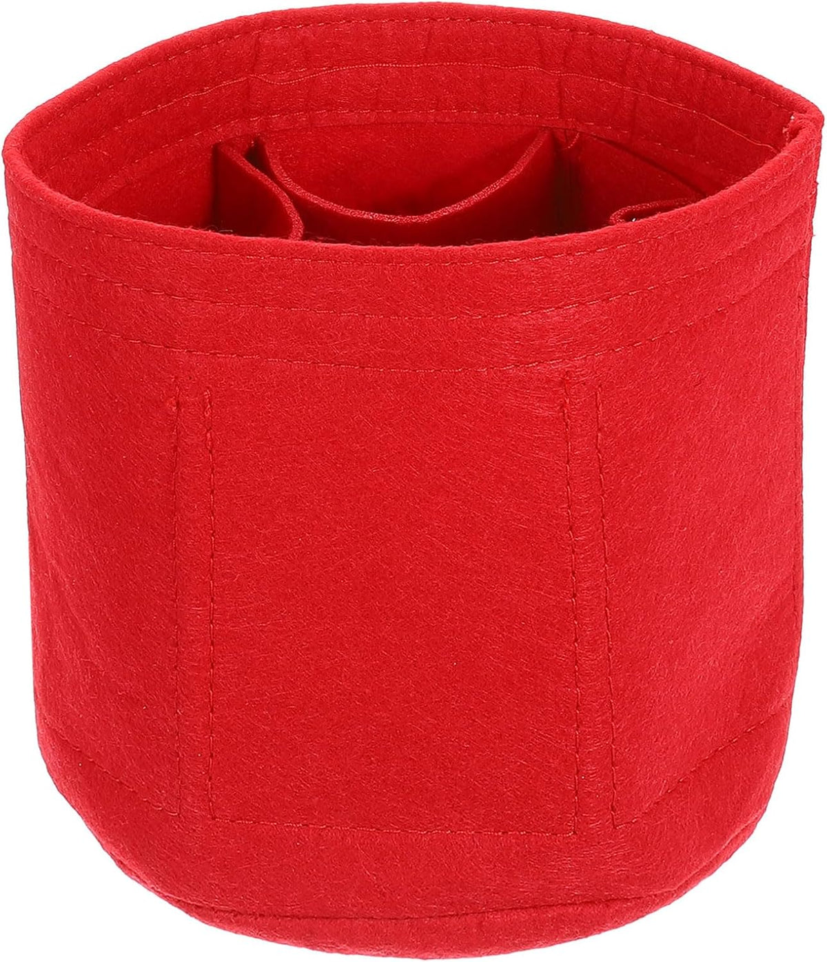 Purse Organizer Insert, Portable Felt Organizer Bags Round Multiple Compartments Purse Liner for Bucket Bag, Domed Satchel, Tote Bag, Handbag Shaper (6" x 6", Red)